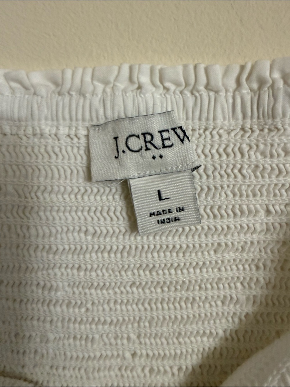J.CREW L Smocked Puff Sleeve Ruffle Square Neck Midi Dress Cotton White Women's - Picture 3 of 4